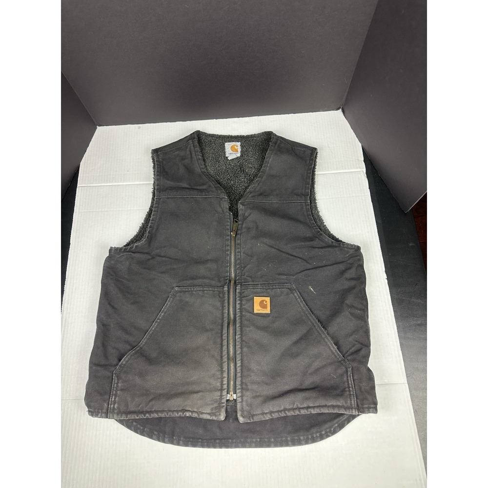 Carhartt Sherpa-Lined Duck Canvas Vest V26 BLK Men's Size Medium See Pictures